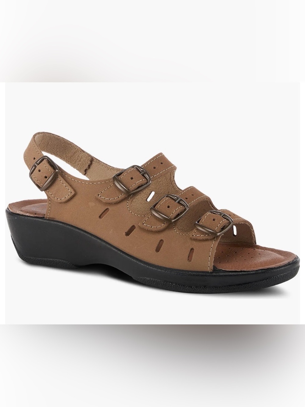 Flexus Spring Step Sandal Tan Nubuck Leather Anatomic Woman’s Sz 10 (41 EU) NWOT